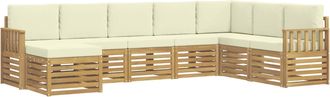 vidaXL Conjunto De Sof&aacute;s De Exterior 8 Uds. Blanco Y Crema Poli&eacute;ster Vidaxl