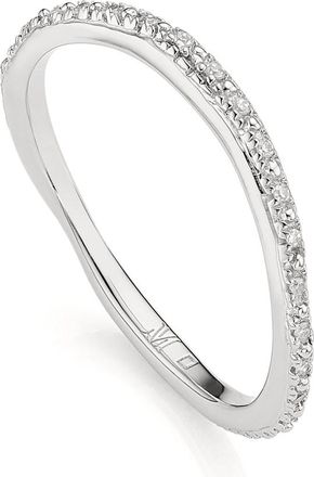 Monica Vinader Sterling Silver Riva Wave Eternity Diamond Ring Diamond