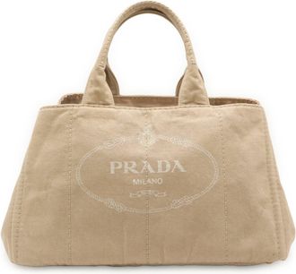 Prada Beige Canvas Handbag Tote Bag (Pre-Owned)