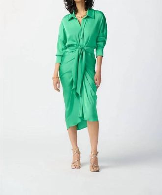 Joseph Ribkoff Satin Shirt Dress In Island Green