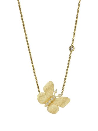 Tanya Farah Fine Jewelry 18K yellow gold small Butterfly diamond necklace - women - 18kt Yellow Gold - One Size