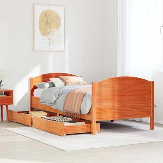 vidaXL Estructura De Cama Sin Colch&oacute;n Madera Maciza Marr&oacute;n 90x190 Cm Vidaxl