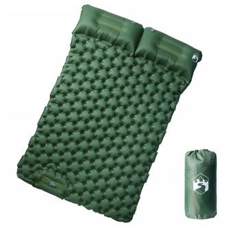 vidaXL Colch&oacute;n De Camping Autoinflable Con Almohadas 2 Personas Verde Vidaxl