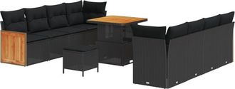vidaXL Garden Sofa Set 11 pcs Black Poly Rattan vidaXL