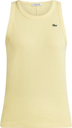 Lacoste logo-appliqu&eacute; ribbed tank top - women - Organic Cotton - 36 - Yellow