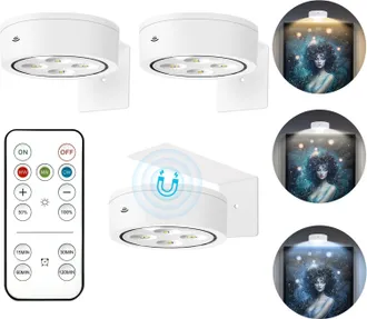 OEM 3 Luci Da Parete Per Quadri, Striscia Led Magnetica Con Telecomando, Intensit&agrave; Regolabile E Timer, 3 Modalit&agrave; Di Illuminazione Per Cornici, Proiettore