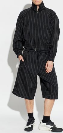 Yohji Yamamoto Striped Pattern Shorts, Mens, Black