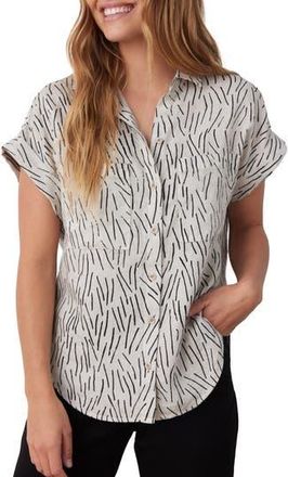 Cloth & Stone Print Linen Button-Up Shirt in Cool Sand at Nordstrom Rack, Size X-Small