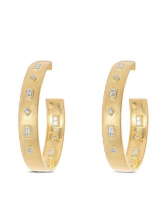 Tanya Farah Fine Jewelry 18K yellow gold Diamond Bezel hoop earrings - women - 18kt Yellow Gold/Diamond - One Size