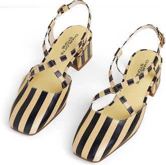 Charlotte Stone Vera Crisscross Slingback Low Block Heel Pump in Black Stripe at Nordstrom, Size 12
