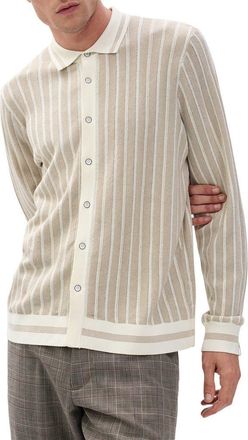 Rag & Bone Harvey Long Sleeve Knit Button-Up Shirt in Ivory at Nordstrom, Size Xx-Large