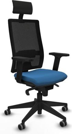 Piqueras y Crespo Horna sincro malla negra similpiel azul claro brazos 2D base piramidal cabecero fijo ruedas 65mm engomadas