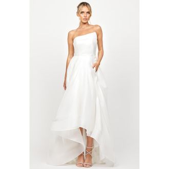 Bariano Faiy Asymertric Hi Low Gown in White at Nordstrom, Size 4