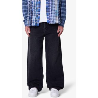 mnml Baggy Denim Jeans in Stone Wash Black at Nordstrom, Size 38
