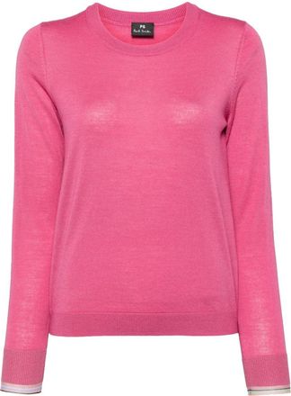 Paul Smith ribbed-edge wool-blend jumper - women - Nylon/Wool/Polyester - S - Pink