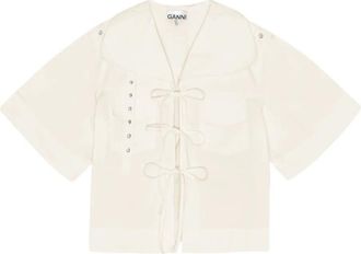Ganni Blusa con nodo - Bianco