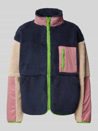 Jake*s Casual Teddyfell-Jacke mit Brusttasche in Dunkelblau, Gr&ouml;&szlig;e M