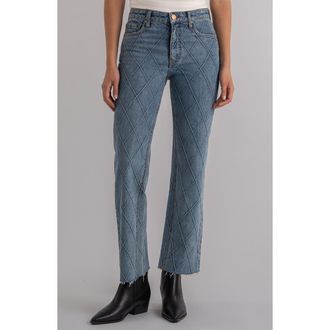 Kut from the Kloth Kelsey Fab Ab Diamond Print Raw Hem Ankle Flare Jeans in Abloom at Nordstrom Rack, Size 18 (Similar To 14W)