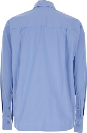 Semicouture Womens Shirt Classic Collar Light Blue Stretch Cotton Blouses
