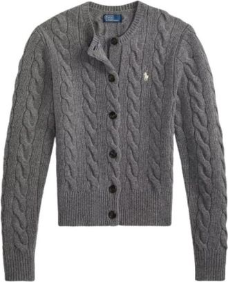 Polo Ralph Lauren Cable Knit Cardigan - Dames - Vesten - Grijs - S - Wol - Truien & Vesten