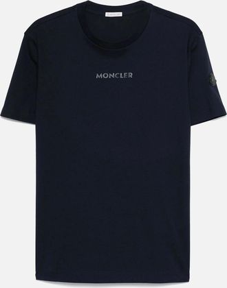 Moncler Mens Cotton Logo T-shirt Navy - Size: 40