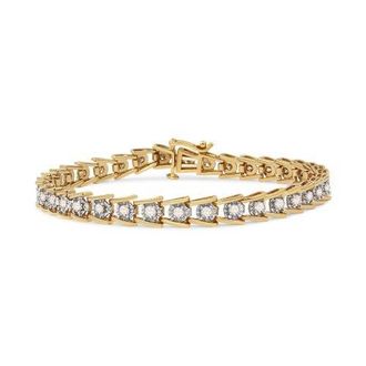 House of Brilliance 14K Yellow Gold Plated Silver 2.00 Cttw Miracle Set Diamond Wave Link Bracelet at Nordstrom