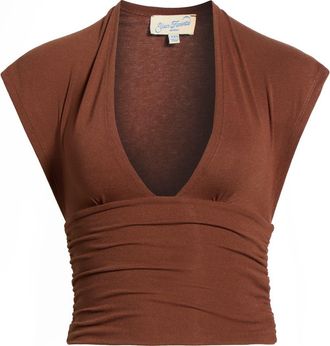 PacSun Harley Deep V Cinched Top in Brown at Nordstrom, Size Xx-Small