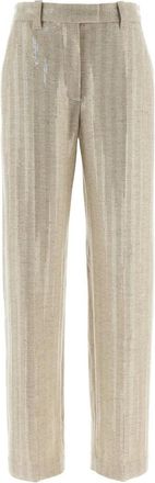 Brunello Cucinelli Broeken, Dames, Beige, 2Xs, Wol, Schitterende Chevron Broek