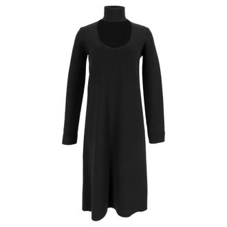 Bottega Veneta Bottega Veneta midi-jurk met hoge hals en lange mouwen in zwarte viscose
