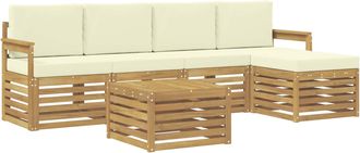 vidaXL Conjunto De Sof&aacute;s De Exterior 6 Uds. Blanco Y Crema Poli&eacute;ster Vidaxl