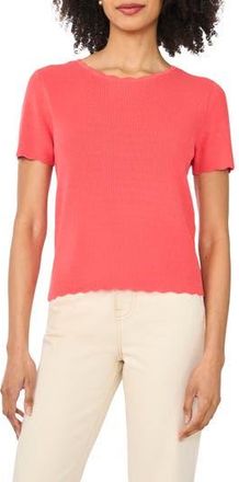 CeCe by Cynthia Steffe Scallop Rib Short Sleeve Knit Top in Rose Of Sharon at Nordstrom Rack, Size X-Small