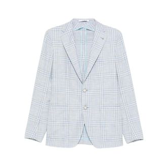 Tagliatore Blazers, male, Blue, Size: M Checked Two-Button Jacket