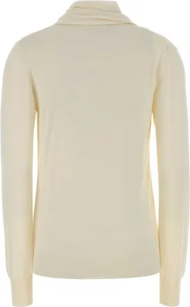 Jil Sander Womens Virgin Wool Cowl Neck Sweater Cream Vergine