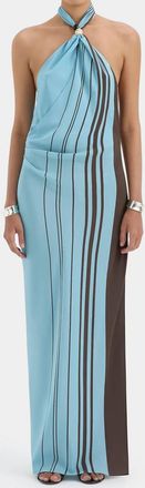 Sir. Rioja Halter Scarf Maxi Dress In Pacha Mineral Stripe