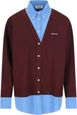 Miu Miu Wool Cardigan With Cotton Details