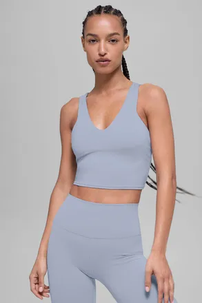 Alo | Airbrush Real Bra Tank Top in Winter Frost Blue, Size: Medium