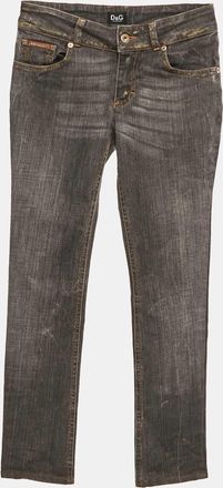 Dolce & Gabbana Grey Washed Denim Low Waist Flared Fit Jeans S Waist 24