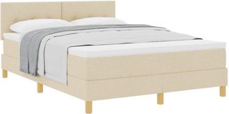 vidaXL Box Spring Bed with Mattress Cream 140 x 190 cm Fabric vidaXL