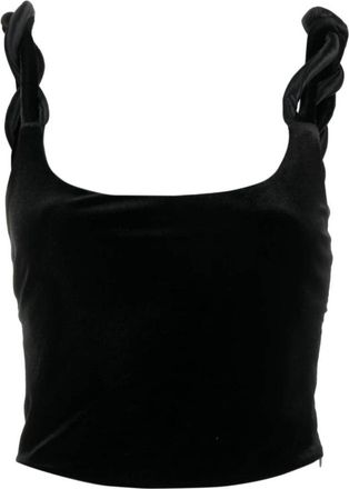 Emporio Armani Twisted-Straps Velvet Cropped Top - Dames - Tops zonder mouwen - Zwart - L - Tops