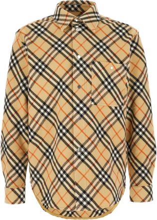 Burberry Overhemden, Heren, Beige, XL, Wol, Stijlvolle Overhemden Collectie