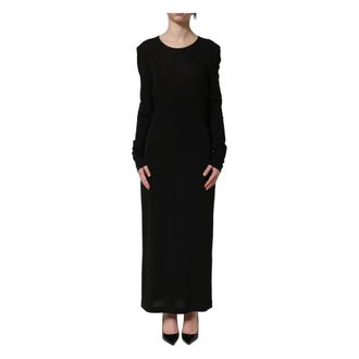 Dolce & Gabbana Maxi Dresses, female, Black, Size: S Long Sleeves Sheath Maxi Dress