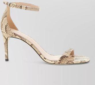 Stuart Weitzman leather snake-print sandals