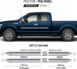 OEM Ford F150 15-18 - Molduras Centrales De Puertas Laterales Cromadas