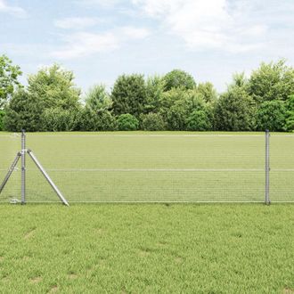 Berkfield Home Welded Wire Fence with 13 Posts 0.4x100 m Galvanised Steel in Silver