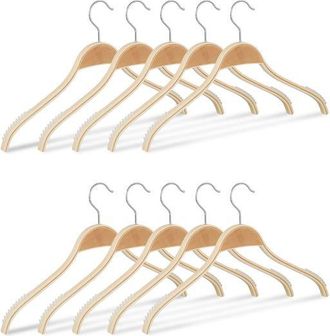 OEM Perchas De Madera, Juego De 20, Listones Antideslizantes, Gancho Giratorio 360&deg;, Resistentes, Para Camisas, 42 Cm, Color Natural