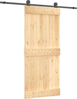 vidaXL Puerta Corredera 90 X 210 Cm Natural Y Negro Vidaxl