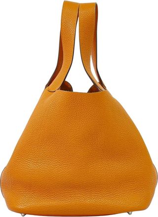 Herm&egrave;s Picotin Lock Bag Togo Orange Leather Handbag (Pre-Owned)