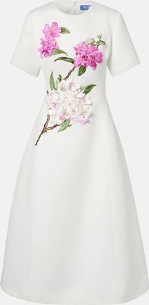 LEO LIN Caroline floral-appliqué midi dress