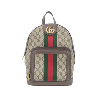 Gucci Beige Brown Gg Supreme Leather Backpack (Pre-Owned)