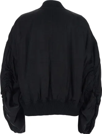 Rick Owens Womens Bomber Jacket Secchia Flight Black Ecoleather Coat